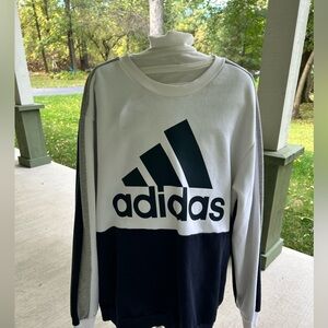 Adidas Men's Black and White Crewneck Sweatshirt